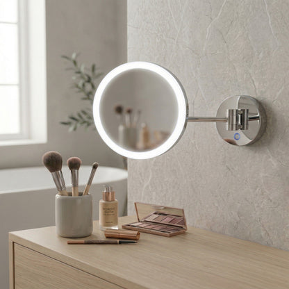 Vägghängd sminkspegel med LED-belysning