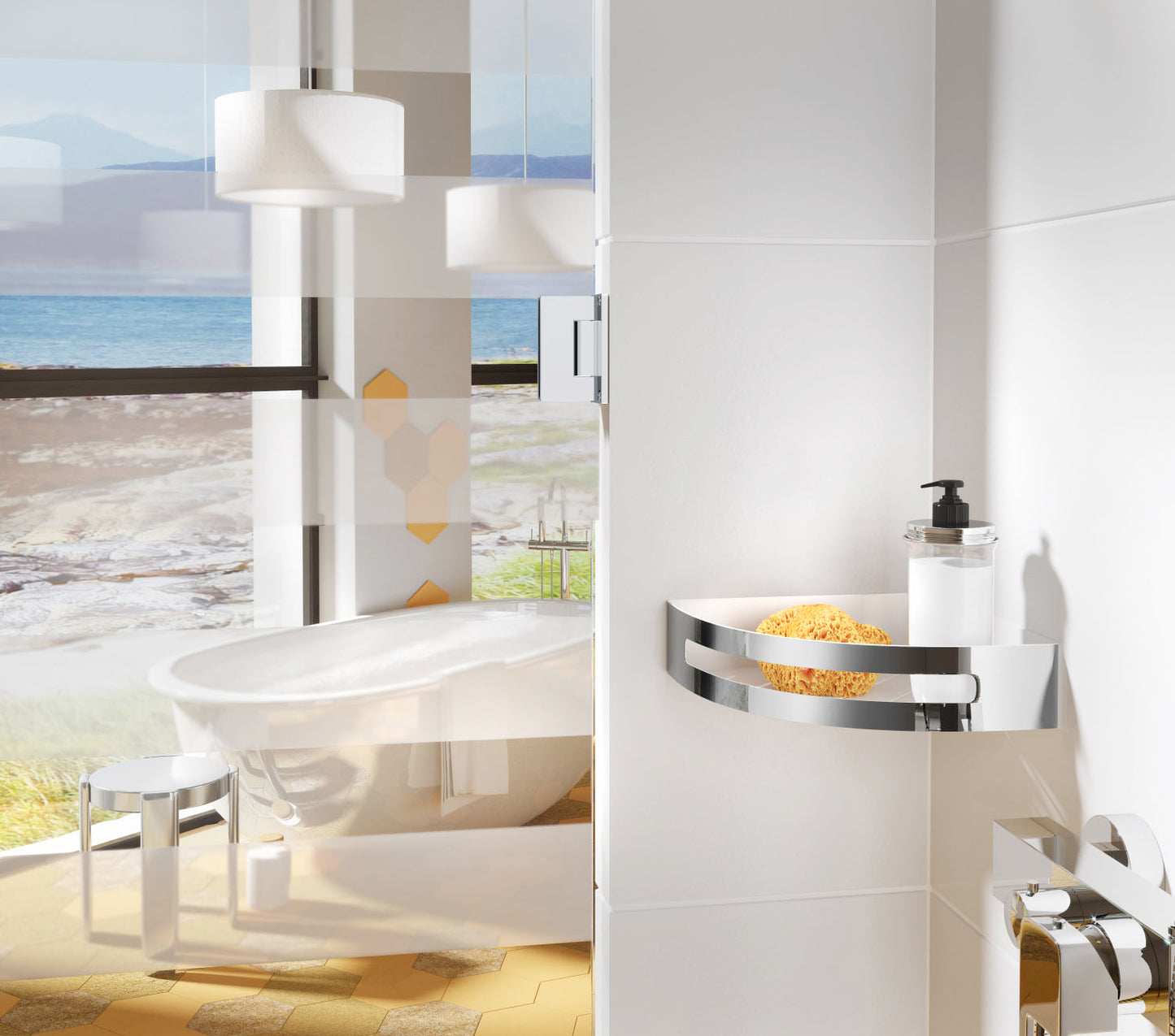 Corner shower basket with insert