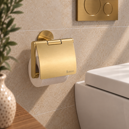 Toilet Roll Holder with Lid, Self-adhesive